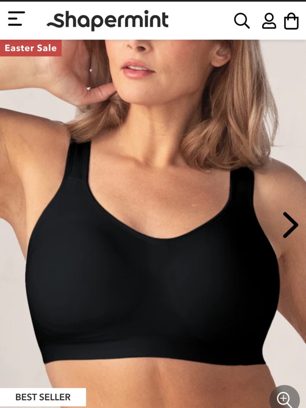 NWT Shapermint Truekind Daily Comfort Wirefree Shaper Bra in Black